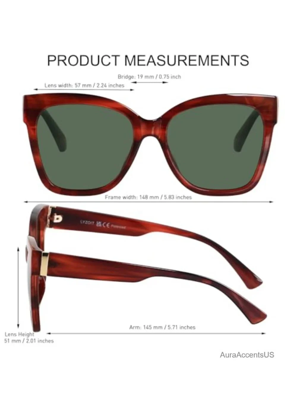 Oversized Cat Eye Polarized Sunglasses for Women Big Square Retro Full Frame